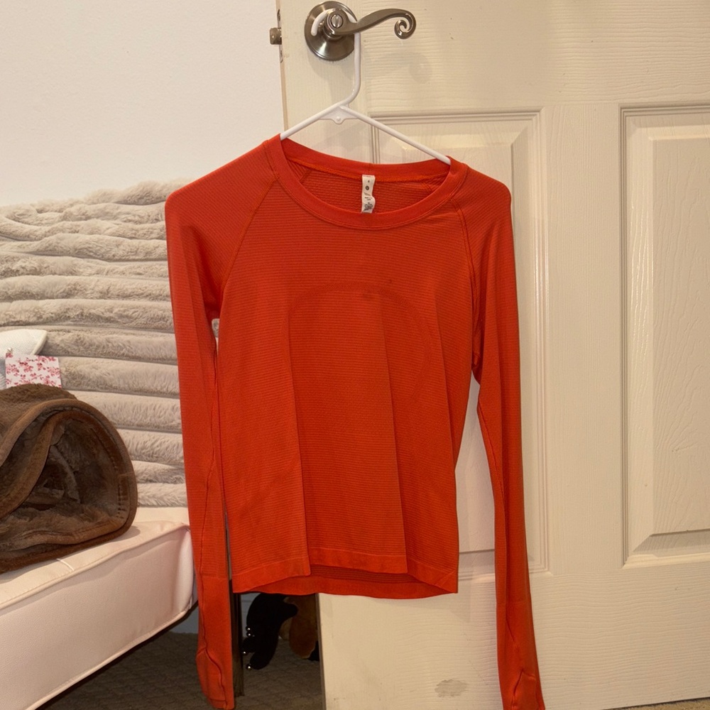 Orange Lululemon Long Sleeve Swiftly Tech Size 6